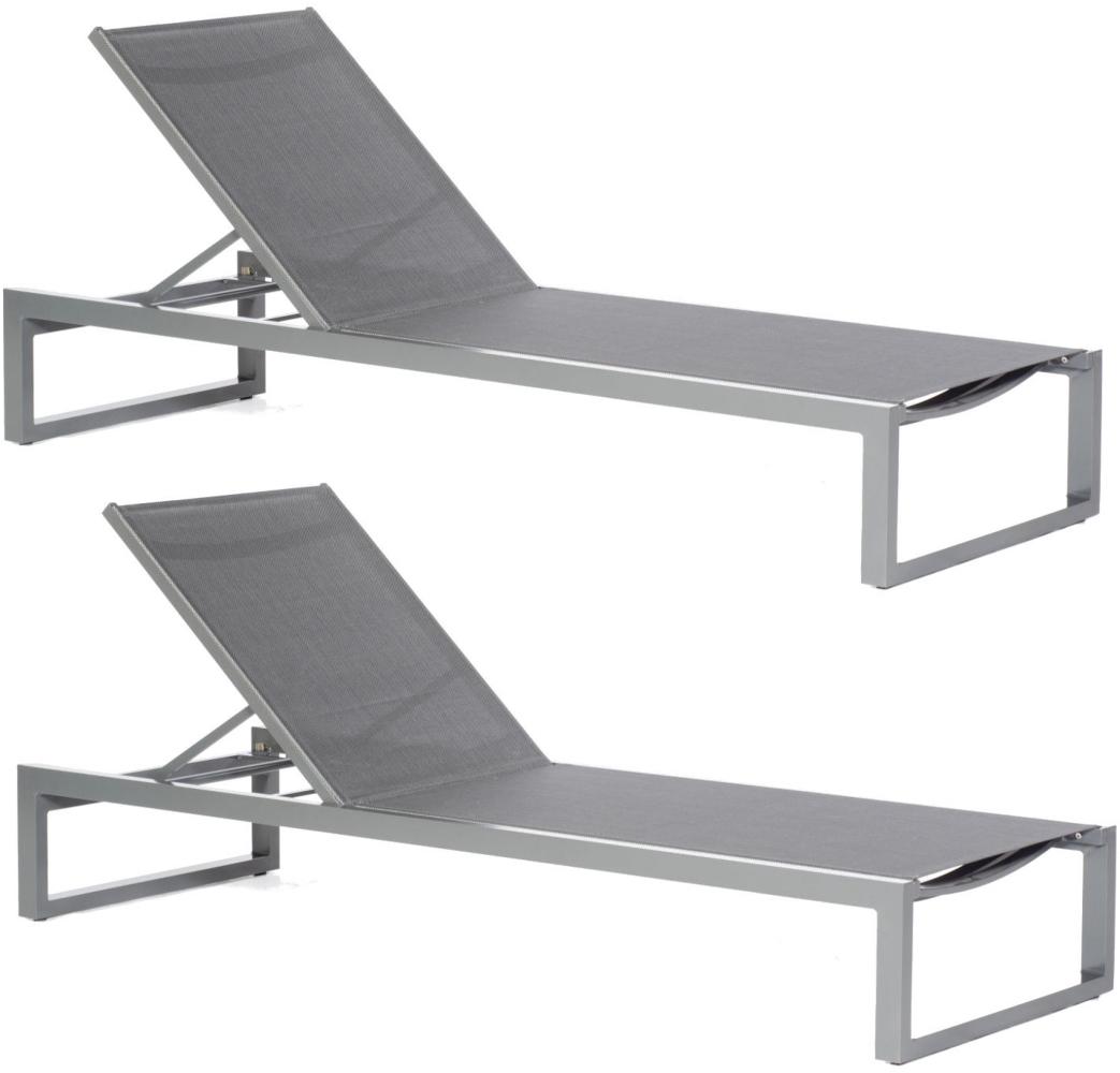 Sonnenpartner 2x Sonnenliege Argos Aluminium anthrazit/Textilen schwarz Gartenliege Bild 1