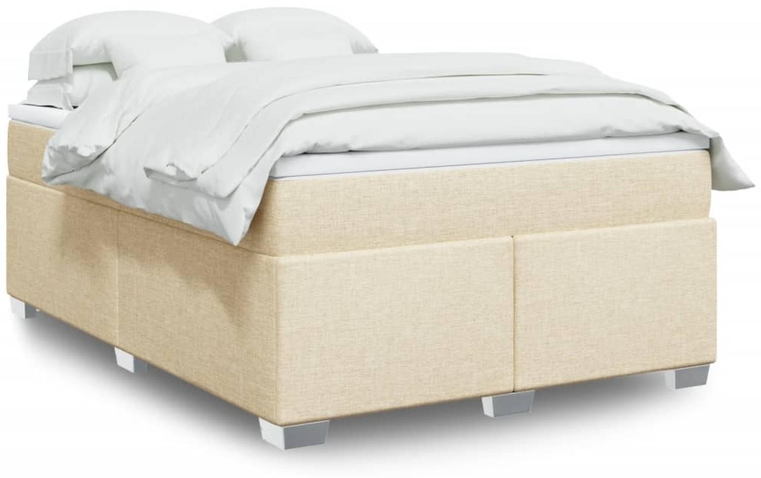 vidaXL Boxspringbett mit Matratze Creme 140x190 cm Stoff 3285135 Bild 1