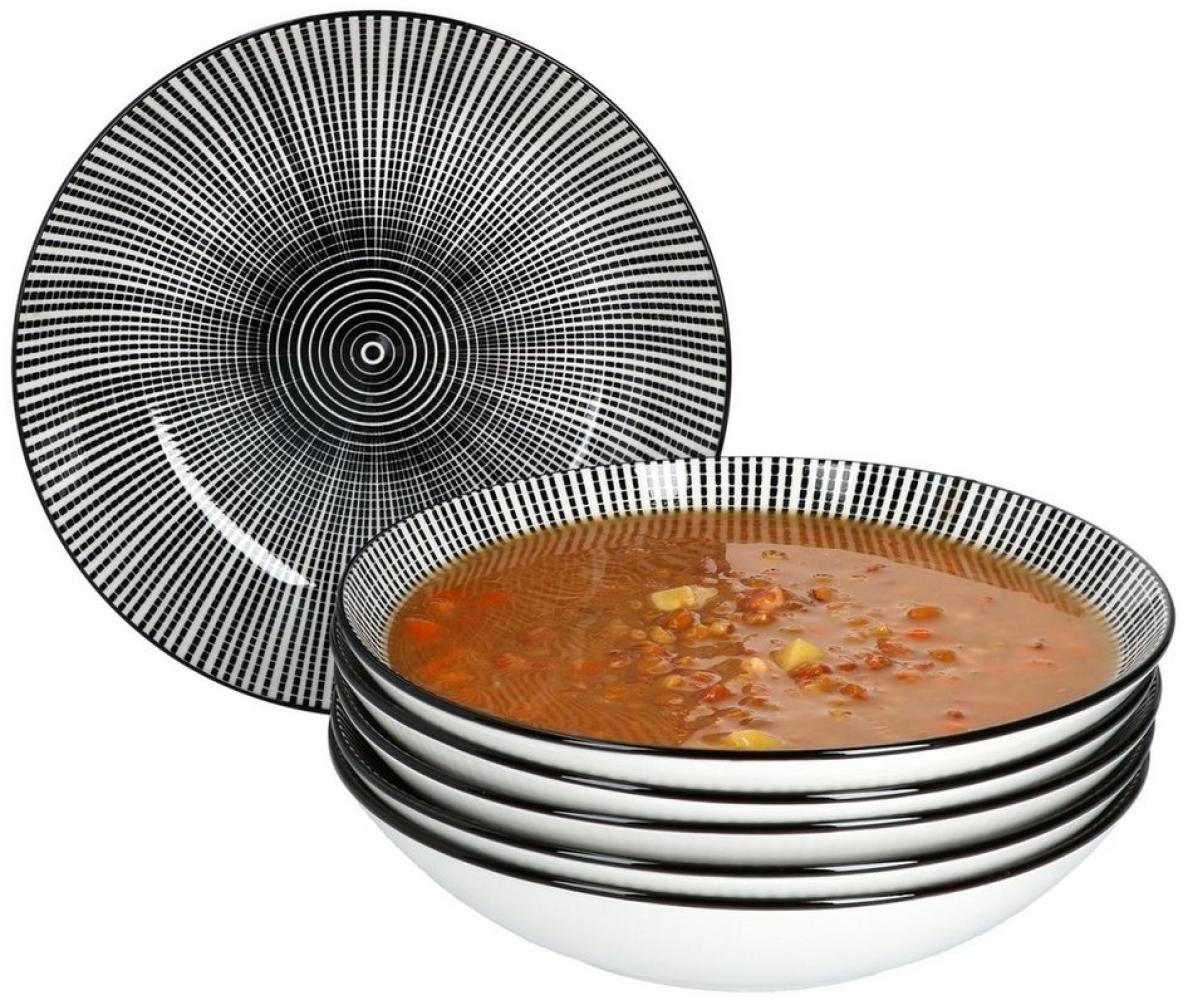 Mambocat 6er Suppenteller Taipei 450ml Soup Bowl schwarz & weiß Linien Geschirr Bild 1