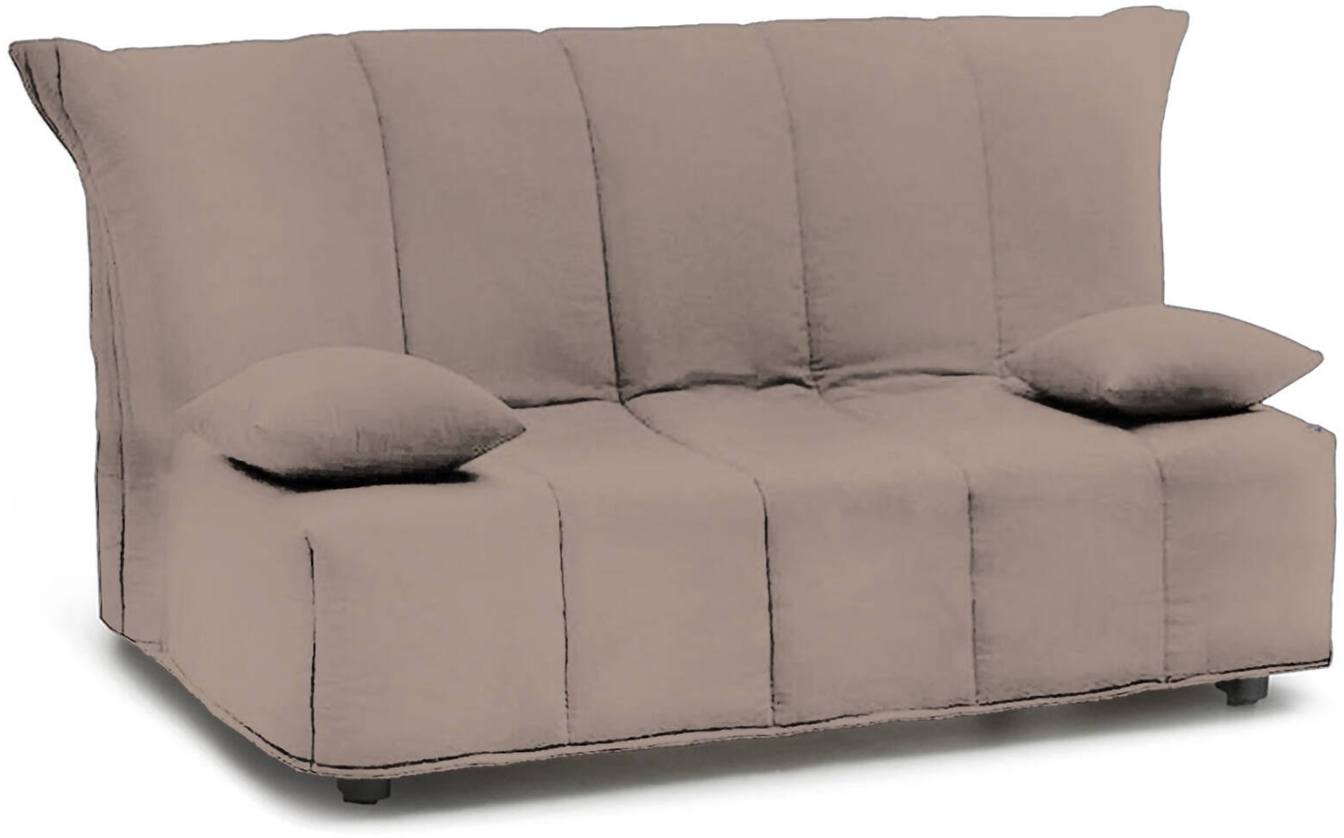 Dmora 2-Sitzer Schlafsofa Ariska, Sofa mit Trolley-Öffnung aus gepolstertem Stoff, inklusive Kissen, 100 % Made in Italy, 125 x 90 x 85 cm, Taupe Bild 1