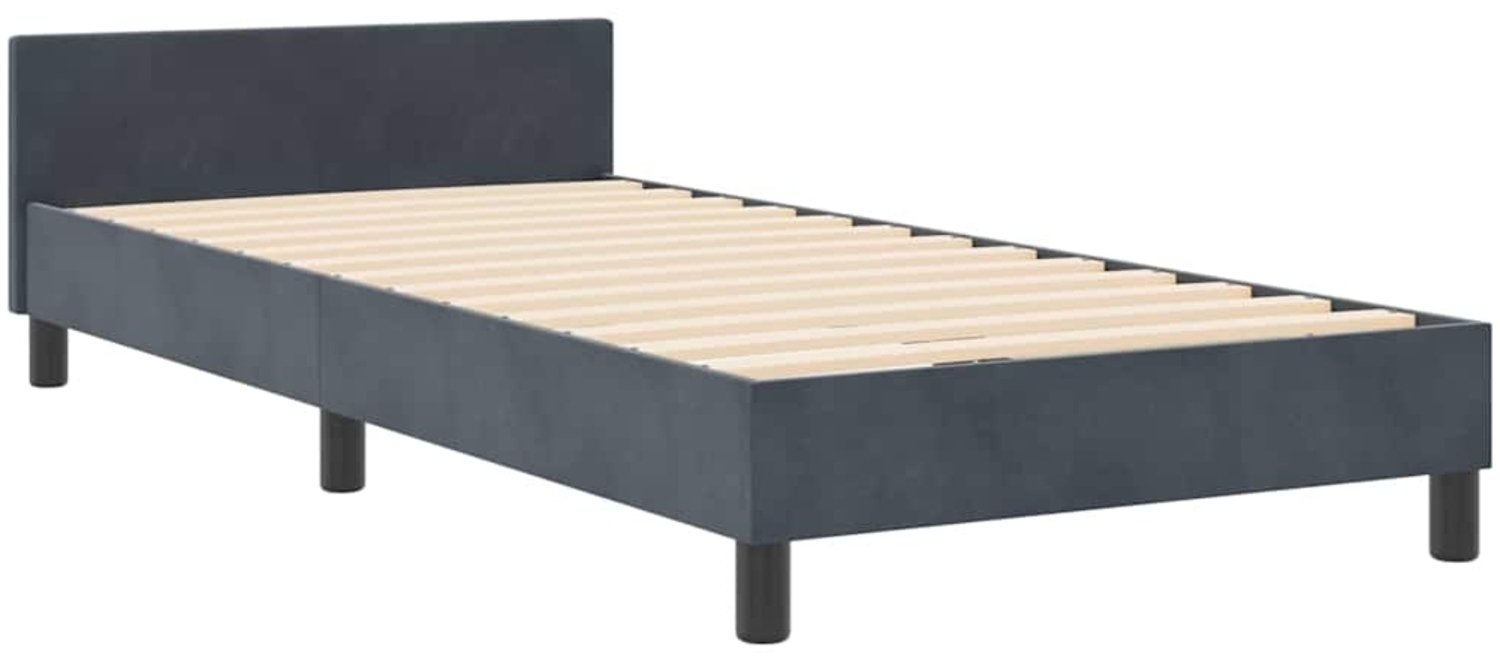 vidaXL Bettgestell mit Kopfteil Dunkelgrau 100 x 200 cm Samt 3344856 Bild 1