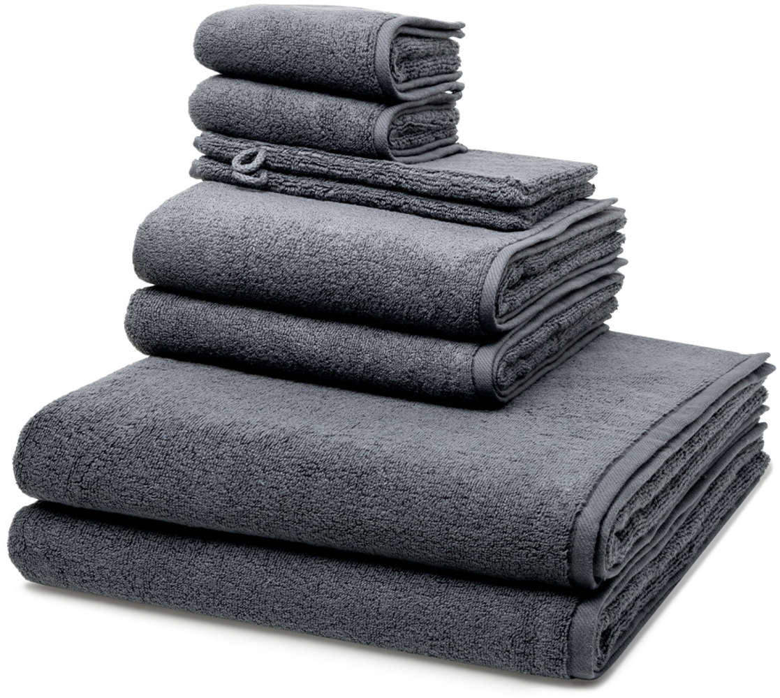 Ross Sensual Skin 8 tlg. Frottier-Set - 2 X Handtuch (50 X 100cm), 2 X Duschtuch (75 X 140cm), 2 X Gästetuch (30 X 50cm), 2 X Waschhandschuh (16 X 22cm) - 500 g/m2 - Anthrazit Bild 1