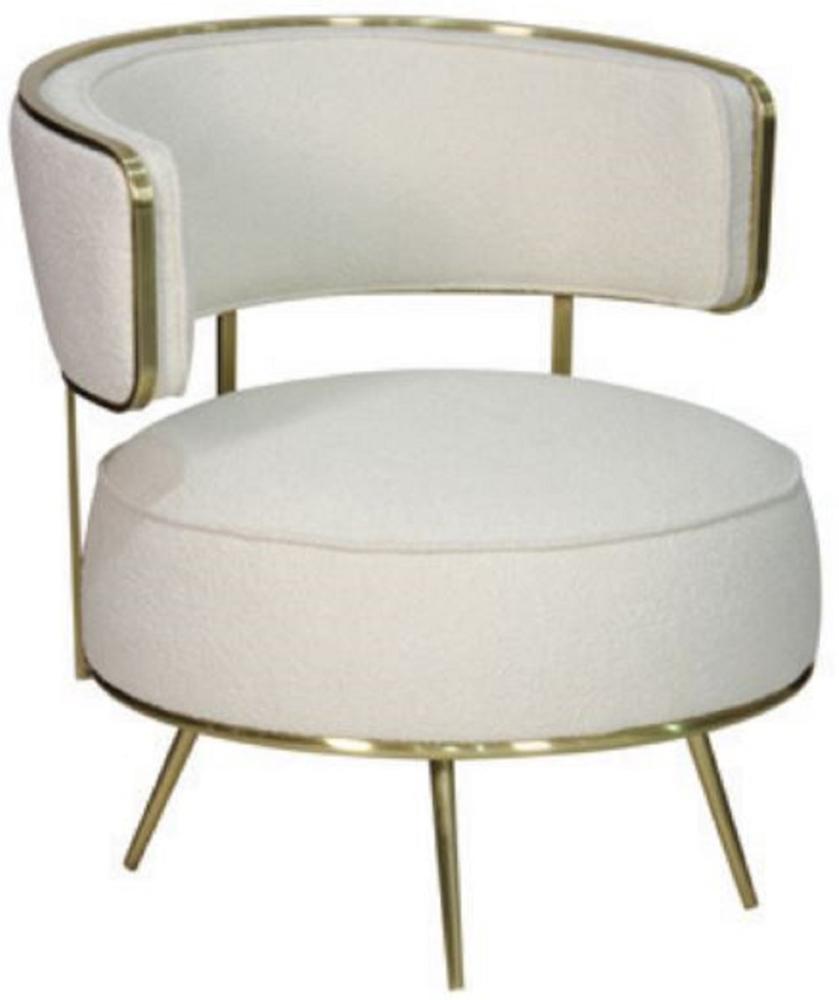 Casa Padrino Luxus Sessel Creme / Gold 76 x 72 x H. 81 cm - Wohnzimmer Sessel - Hotel Sessel - Wohnzimmer Möbel - Hotel Möbel - Luxus Möbel - Luxus Einrichtung Bild 1