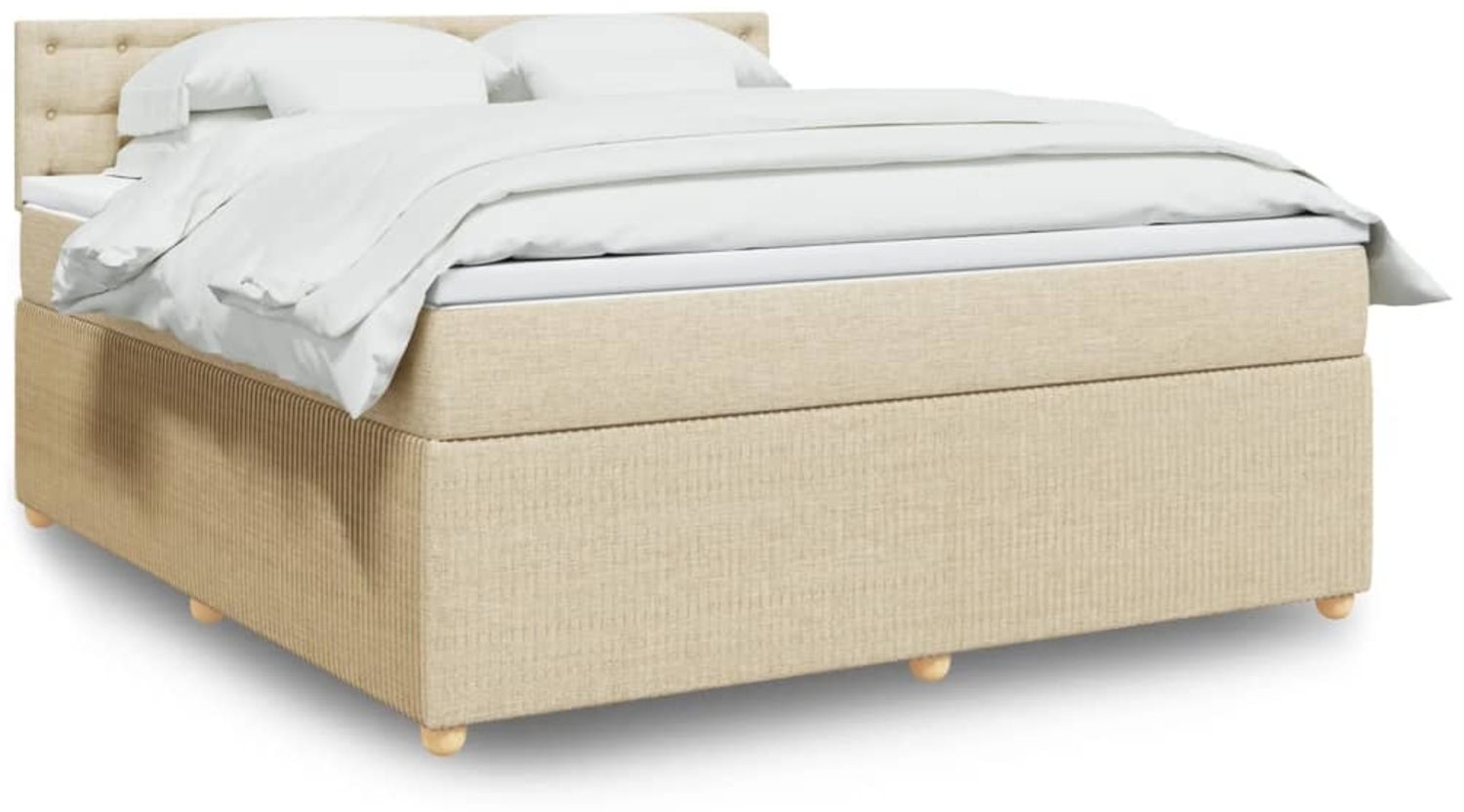 vidaXL Boxspringbett mit Matratze Creme 180x200 cm Stoff 3287554 Bild 1