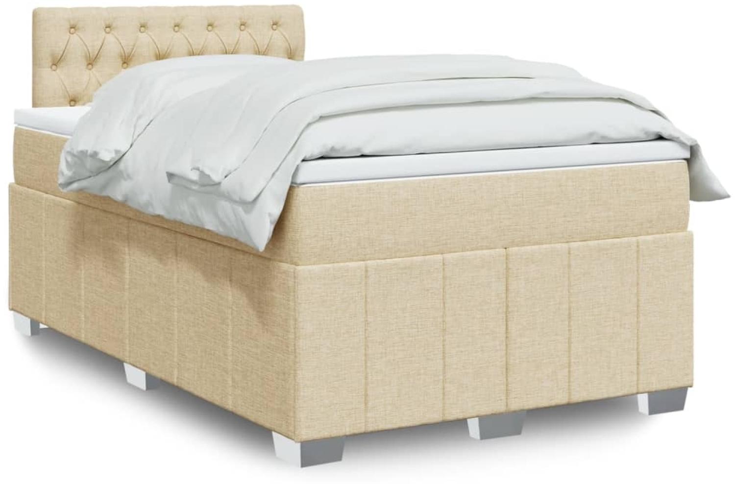 vidaXL Boxspringbett mit Matratze Creme 120x200 cm Stoff 3289347 Bild 1