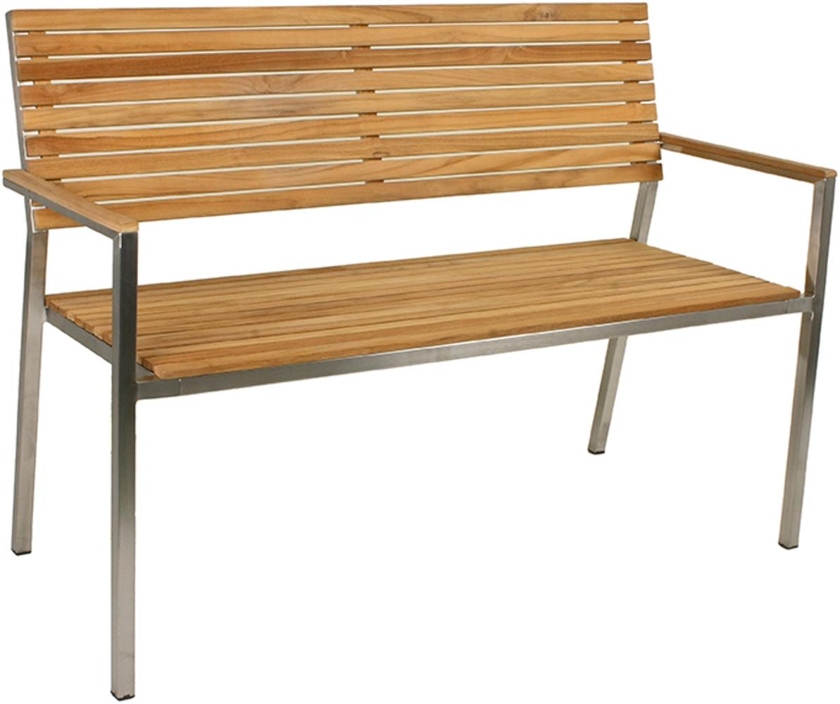 2-Sitzer Parkbank Gartenbank Edelstahl Teak Bild 1