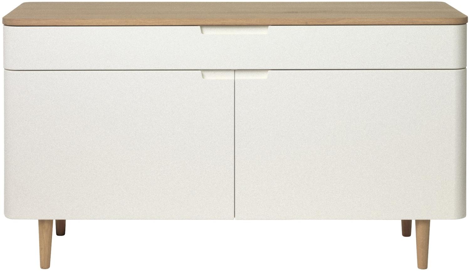 Schrank Amalie teilmassiv Holz Eiche weiß Sideboard Highboard Kommode Bild 1