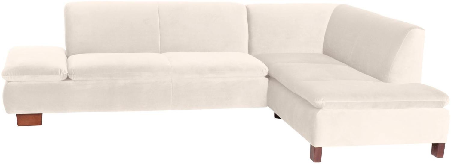 Ecksofa mit Ottomane rechts Kaye Bezug Samtvelours Buche nussbaum dunkel / creme 23076 Bild 1