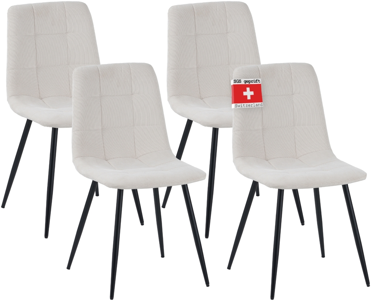 Albatros Esszimmerstühle 4er Set BORA Beige - Komfortabler Polsterstuhl für Modernes und Stilvolles Design am Esstisch - Küchenstuhl oder Stuhl Esszimmer mit hoher Belastbarkeit bis 110kg Bild 1