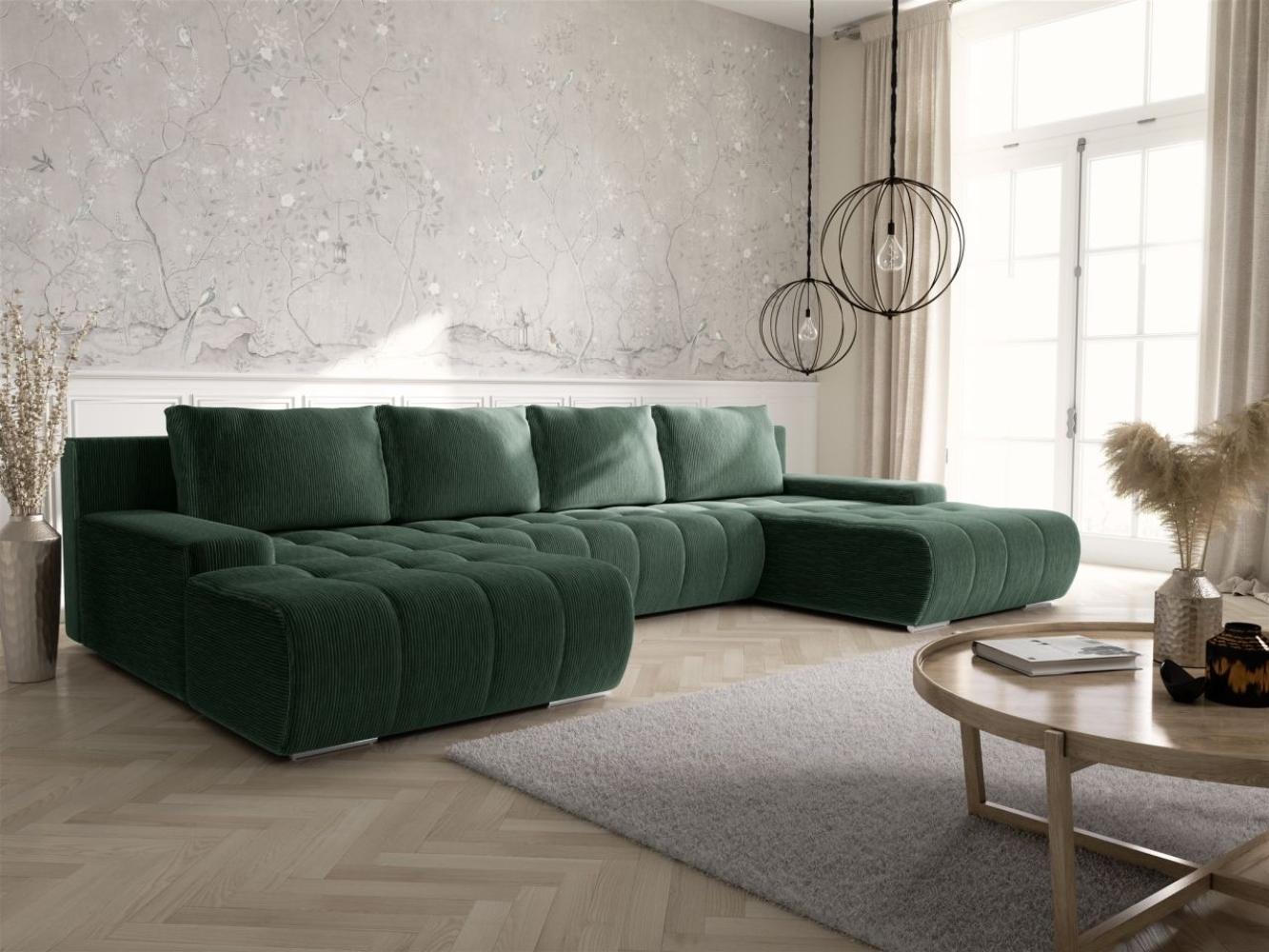 Wohnlandschaft Sofa mit Schlaffunktion VOGAR Stoff Poso Grün Bild 1