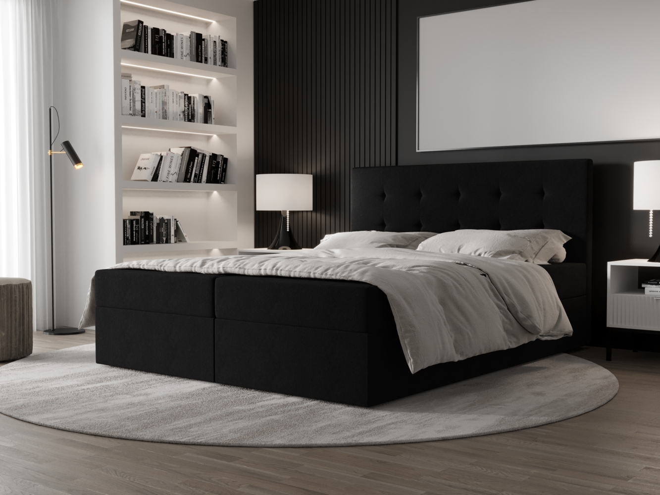 AX LIVING Boxspringbett 180x200 mit Bettkasten Dahlina Schwarz – Stil&Komfort Bild 1