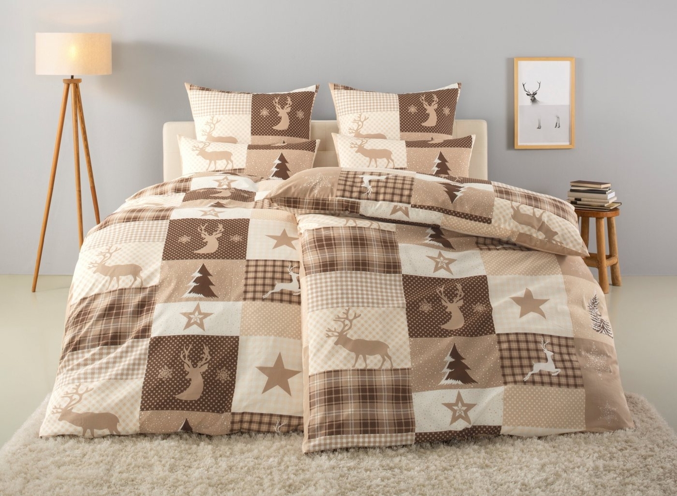 Home affaire Bettwäsche Nicholas, Linon, 2 teilig, Weihnachtsbettwäsche, Winter, in 3 Qualitäten verfügbar Bild 1