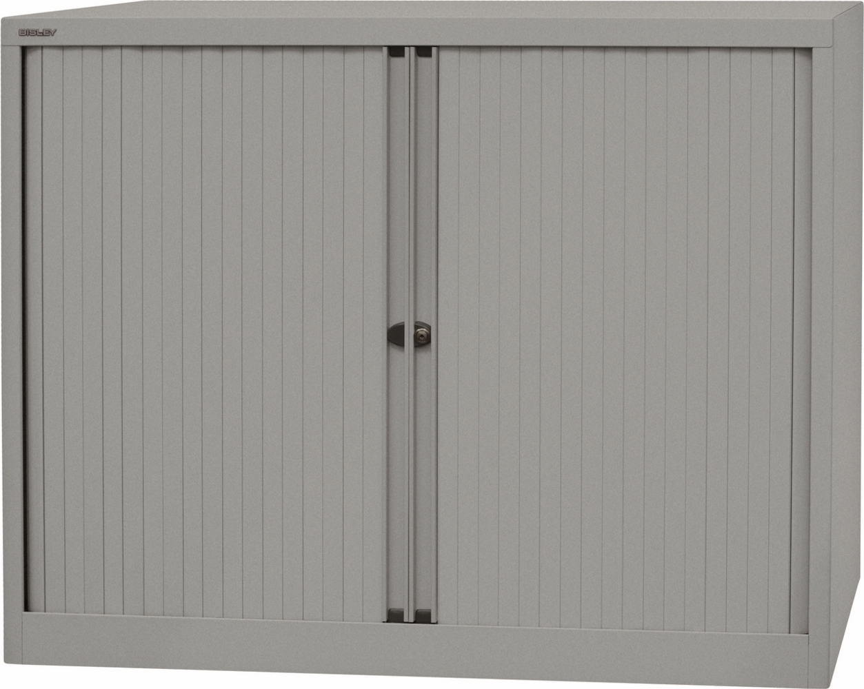 BISLEY Rollladenschrank in silber abschließbar Schrank aus Metall Rolladen aus Kunststoff inkl. 2 Einlegeböden, ET412102S-SL355 Bild 1