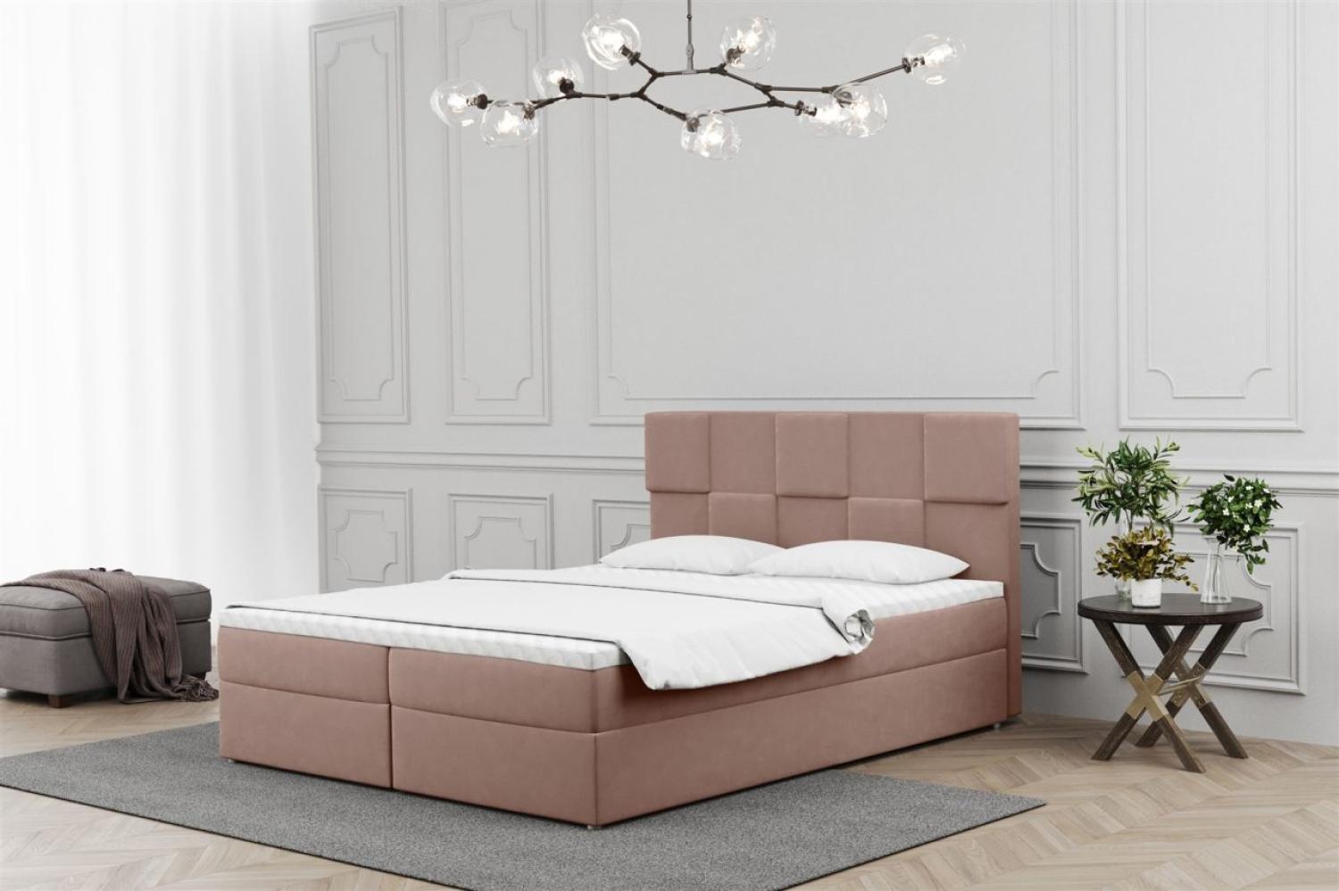 Boxspringbett Schlafzimmerbett JOLIE 120x220cm in Stoff Matt Velvet Rose Bild 1