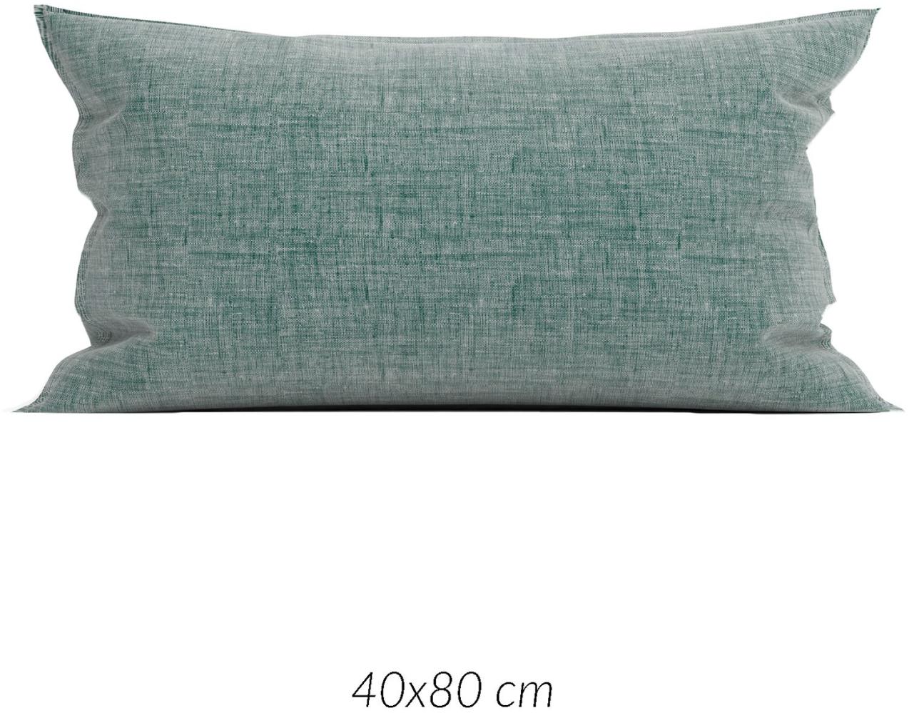 2 Stück Zo! Home Cotton Kissenbezüge 40x80 Lino Emerald Green grün meliert uni Bild 1