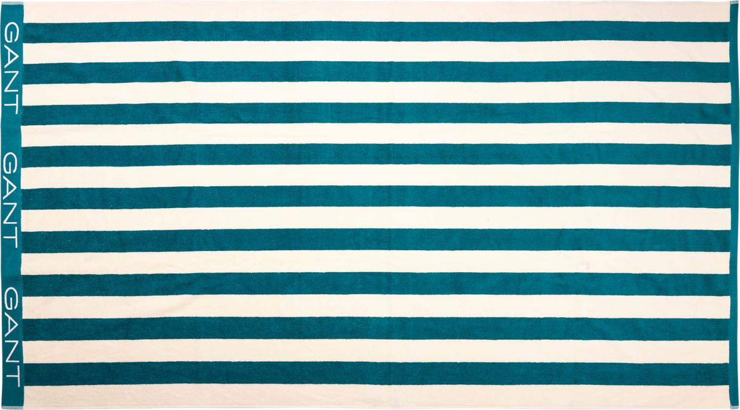 GANT Strandtuch - BLOCK STRIPE BEACH TOWEL, Duschtuch, Frottee Blau/Weiß 100x180cm Bild 1