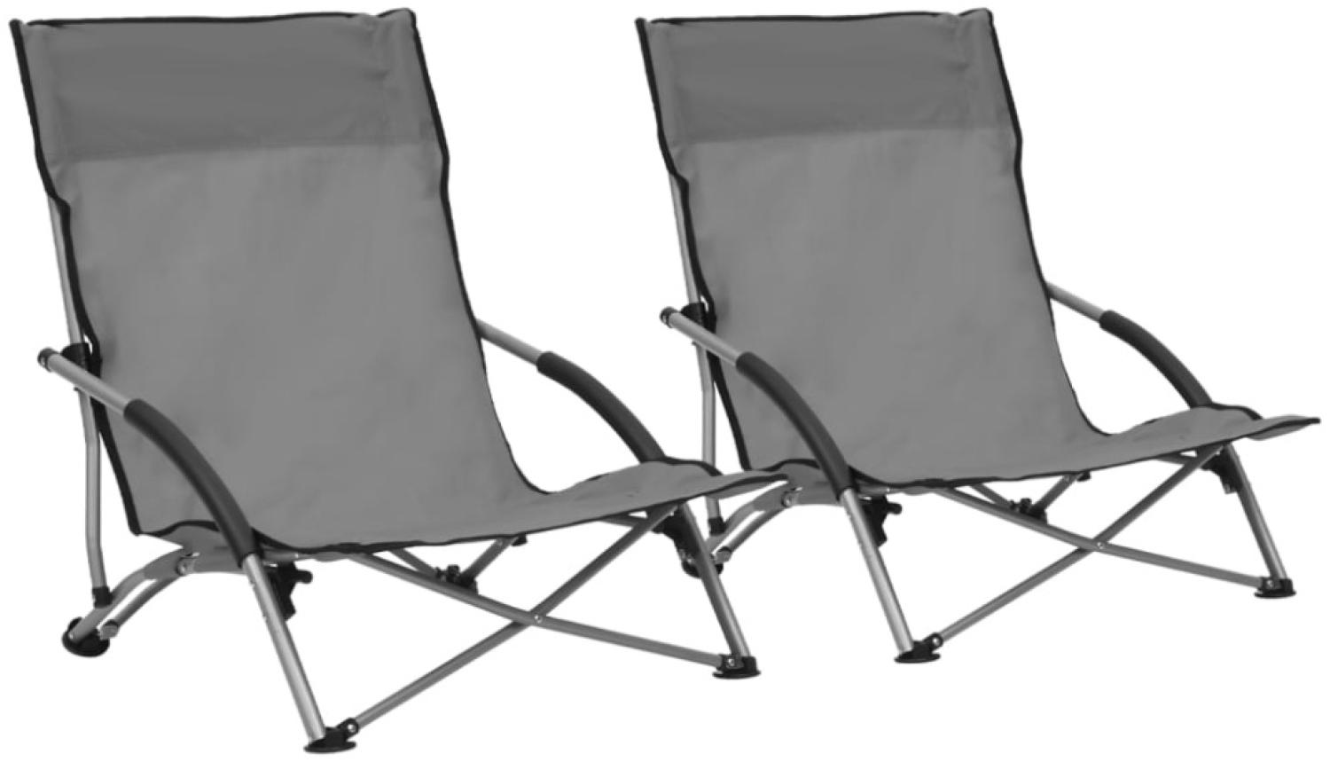 vidaXL Klappbare Strandstühle 2 Stk. Grau Stoff 312491 Bild 1