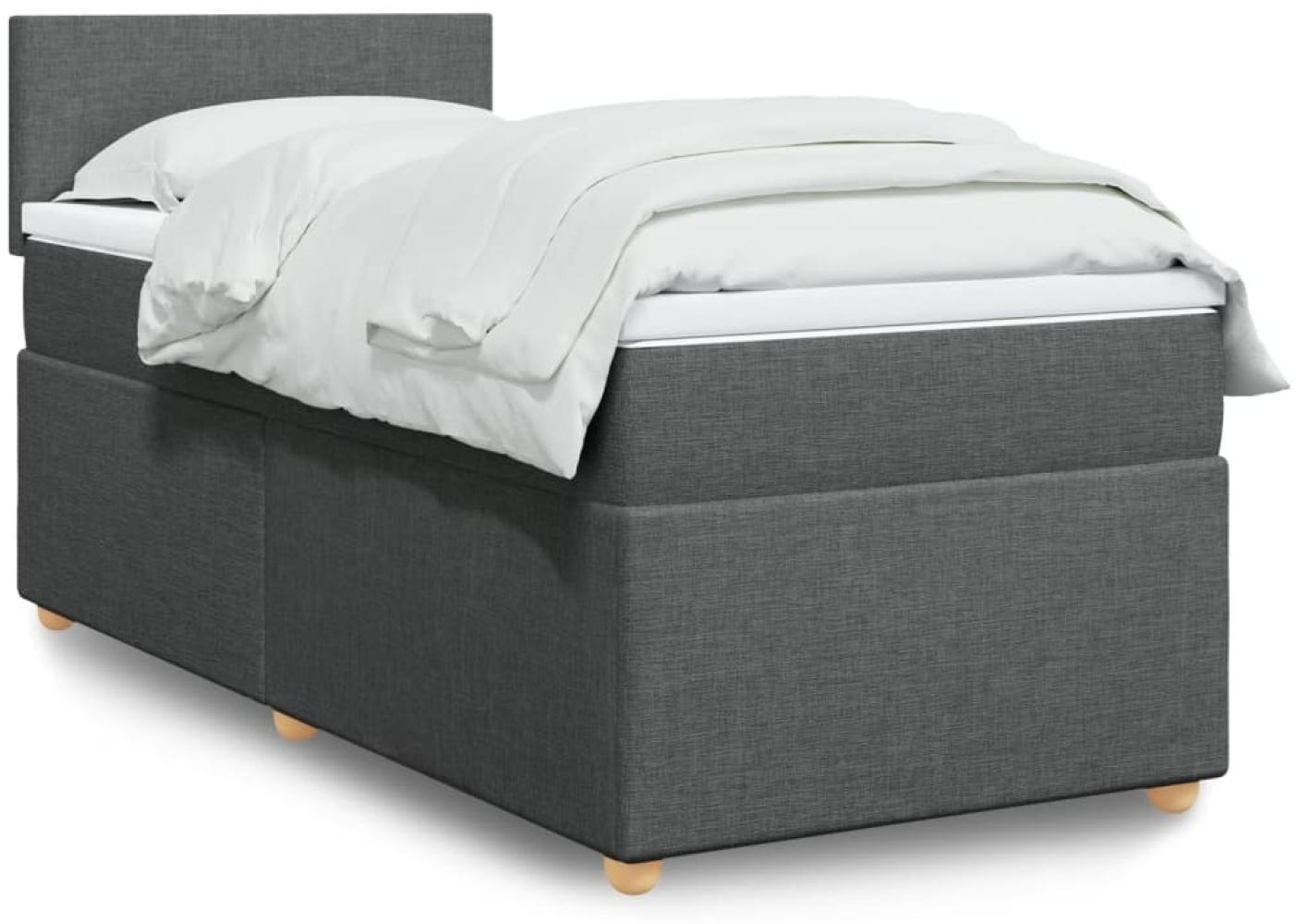 vidaXL Boxspringbett mit Matratze Dunkelgrau 80x200 cm Stoff 3288801 Bild 1