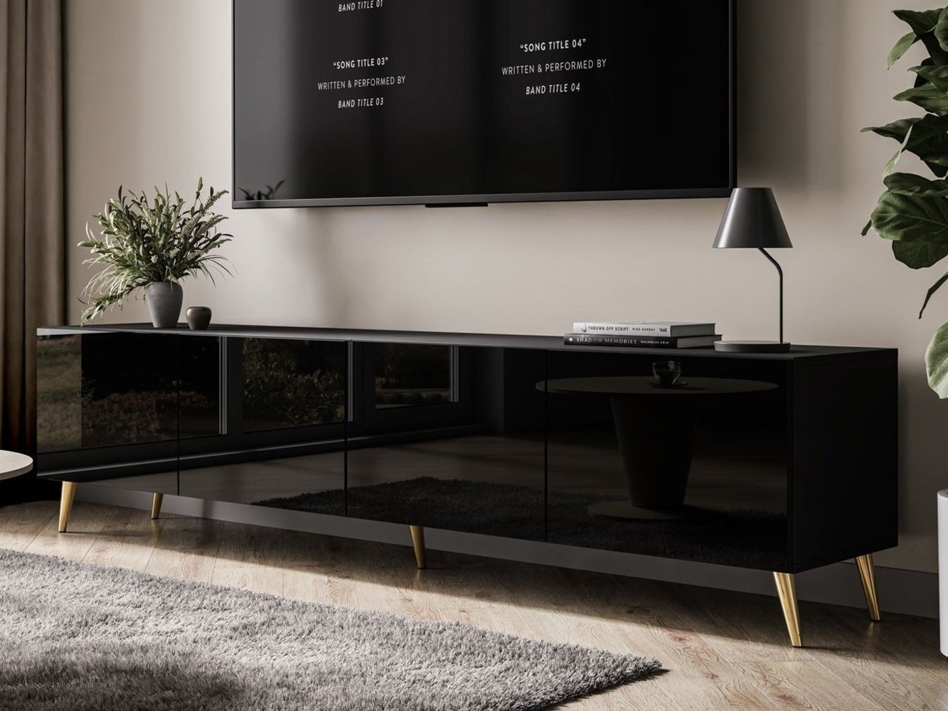 ALLHOUSE24 TV-Schrank LOGANTE 200 cm Breite Unterschrank TV Lowboard Metall Füße 200 cm Breite Bild 1