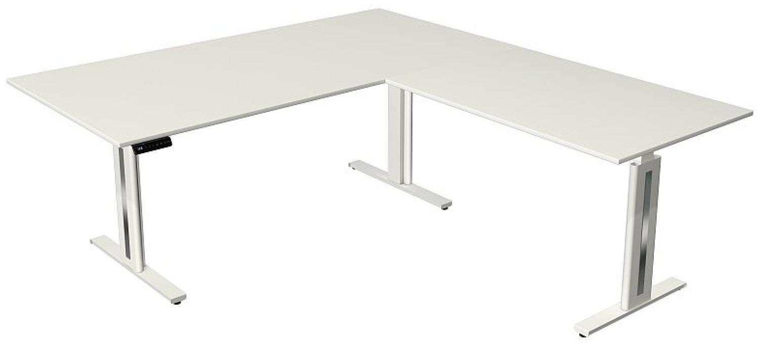 Kerkmann Move 3 Schreibtisch Steh und Sitztisch fresh mit Anbau (B) 200 x (T) 100 cm lichtgrau Bild 1