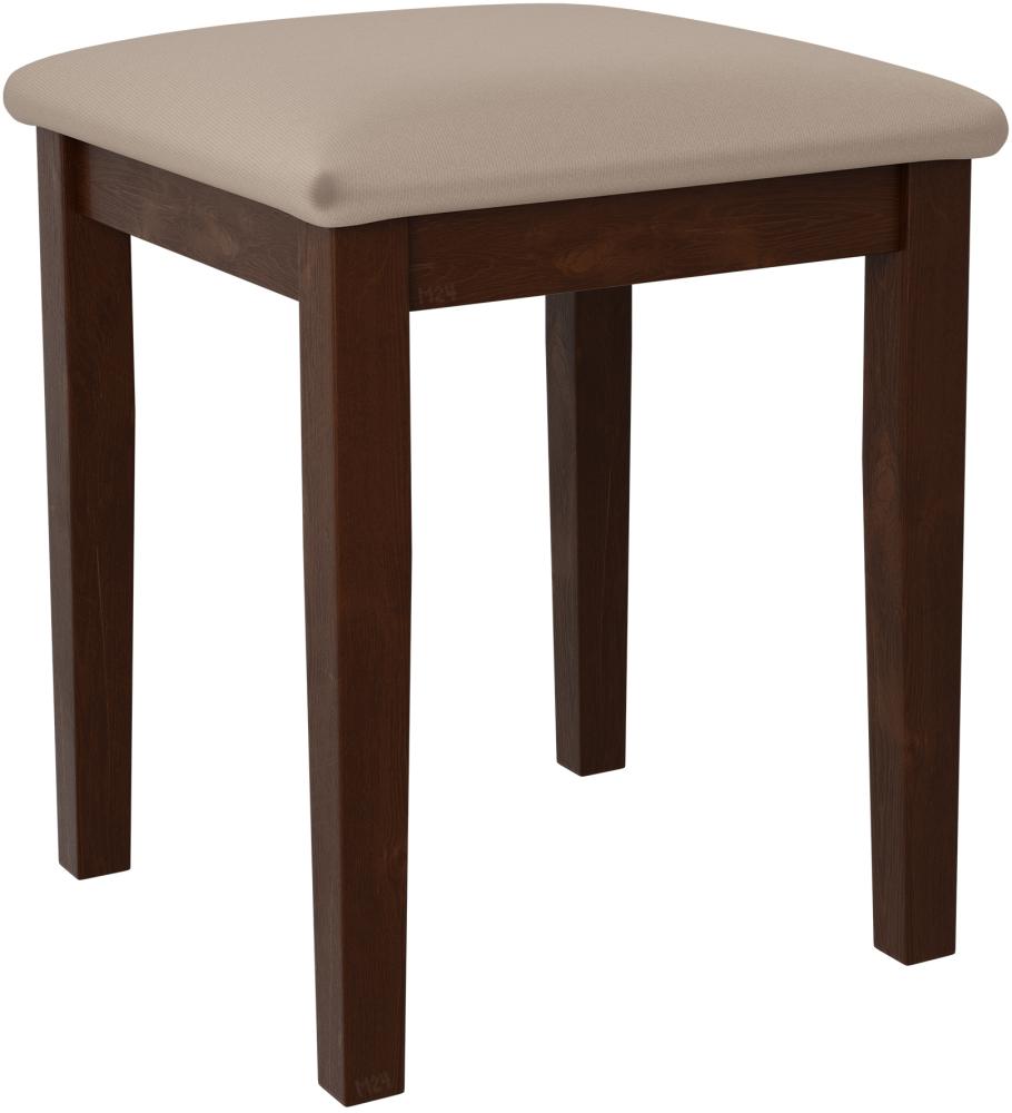 Hocker T3, Schemel bis 120 kg, aus Buchenholz, 36x36x47 cm (Stoff: Paros 02, Holzfarbe: Nuss) Bild 1