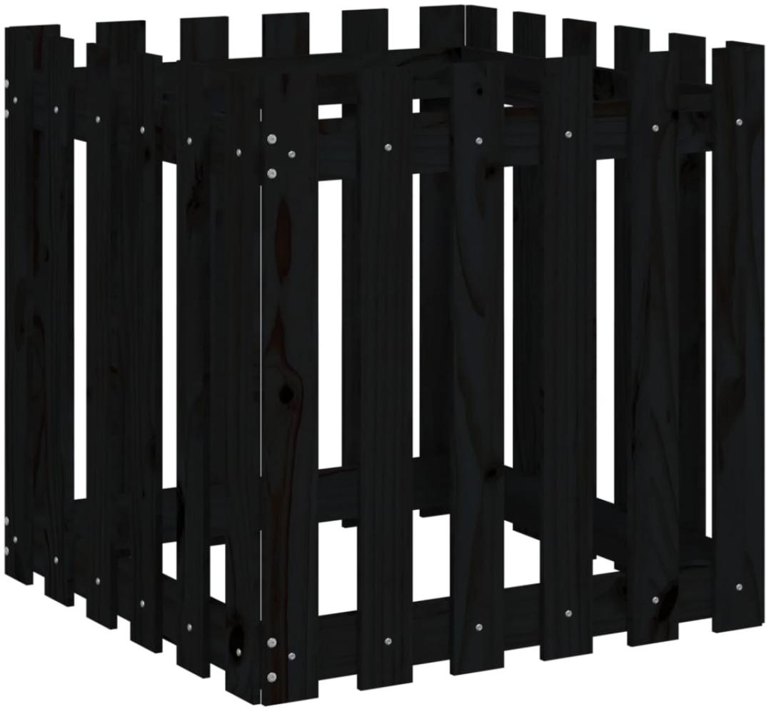 vidaXL Pflanzkübel Lattenzaun-Design Schwarz 60x60x60 cm Kiefernholz 832459 Bild 1