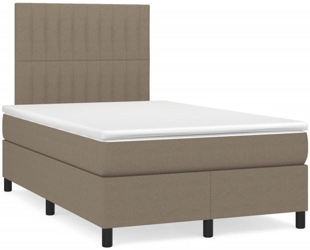 vidaXL Boxspringbett mit Matratze Taupe 120x190 cm Stoff 3269899 Bild 1