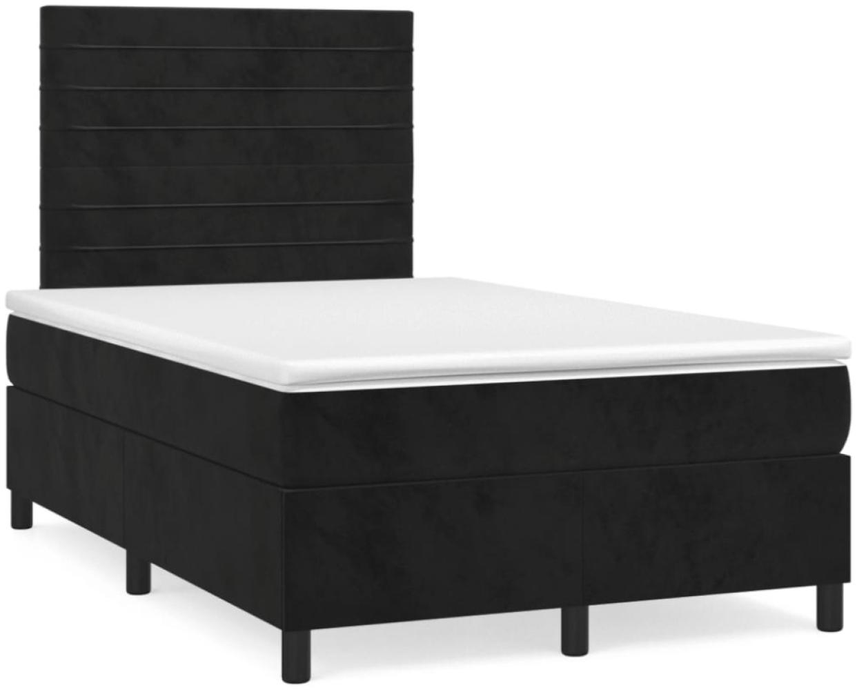 vidaXL Boxspringbett mit Matratze Schwarz 120x190 cm Samt 3270003 Bild 1