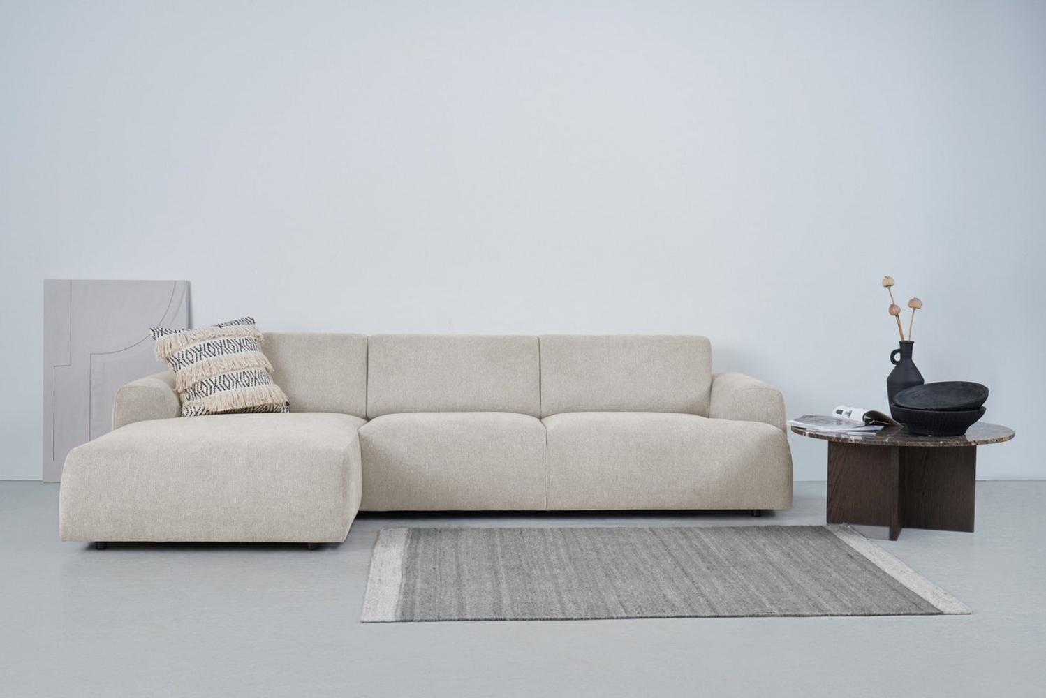 andas Ecksofa Linkka, Breite 301 cm, L-Form, in einem weichen Chenille-Stoff, mit Wellenunterfederung Bild 1