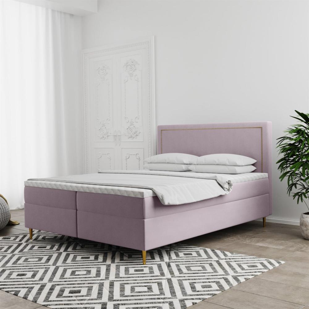 Boxspringbett Schlafzimmerbett LUCIEN 180x220cm in Stoff Soro Rose Bild 1