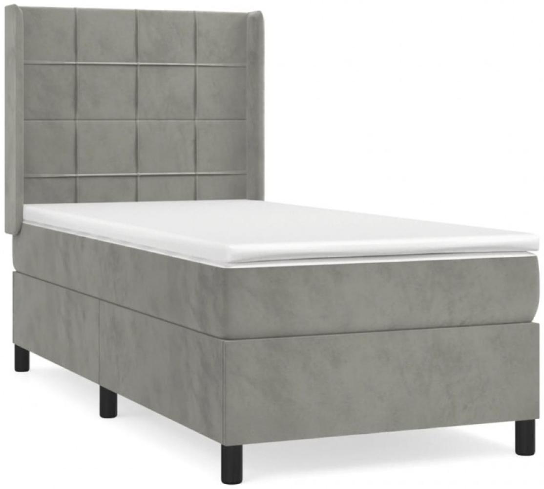 vidaXL Boxspringbett mit Matratze Hellgrau 80x200 cm Samt, Härtegrad: H2 [3132645] Bild 1