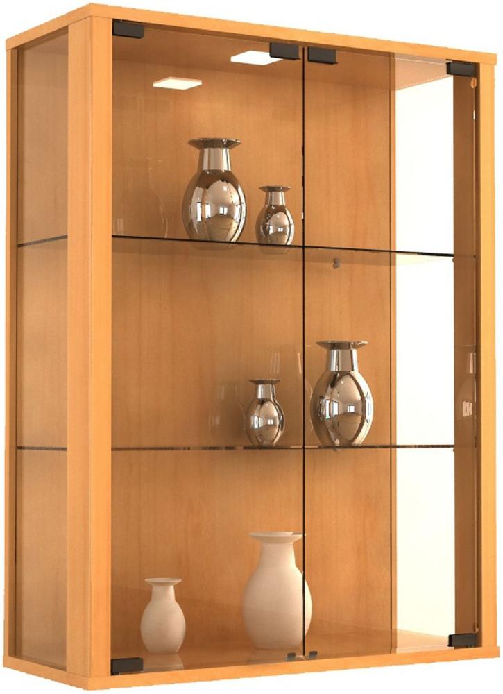 Vitrinenschrank Glas Wandschrank Vitrine Sammlervitrine Hängeschrank Buche Dekor Bild 1