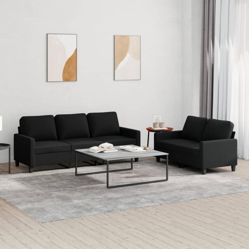 vidaXL 2-tlg. Sofagarnitur mit Kissen Schwarz Stoff 3201464 Bild 1