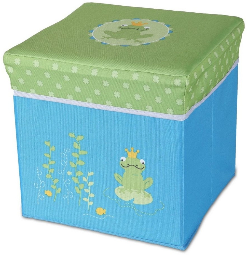 Home4Living Sitztruhe Sitzwürfel Kinder Sitzbox Spielzeugbox Froschmotiv Hocker, klappbar, Froschmotiv Bild 1