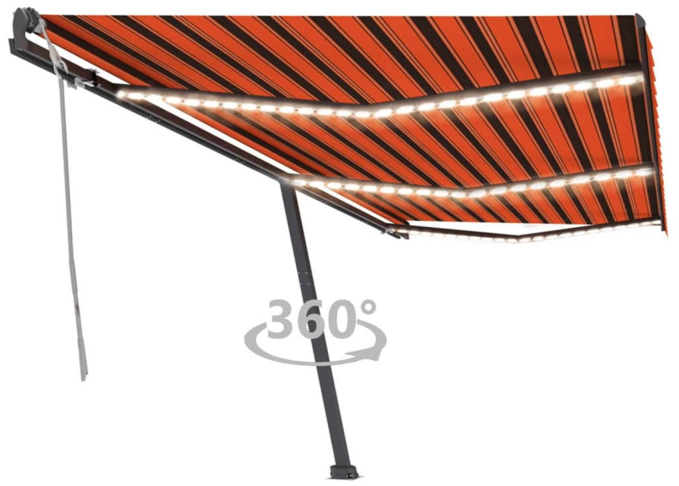 vidaXL Markise Manuell Einziehbar mit LED 600x300 cm Orange Braun 3069805 Bild 1