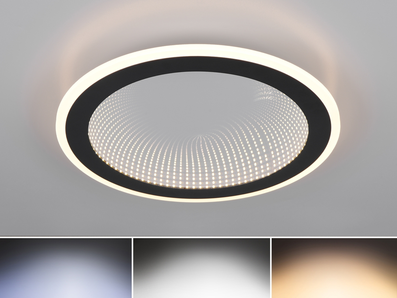 Reality LED Deckenleuchte Glace 21,5W schwarz Metall warmweiß-kaltweiß Bild 1