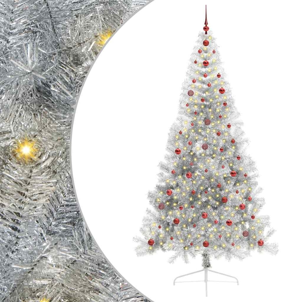 vidaXL Künstlicher vorbeleuchteter Weihnachtsbaum Silber 240 cm 3397232 Bild 1