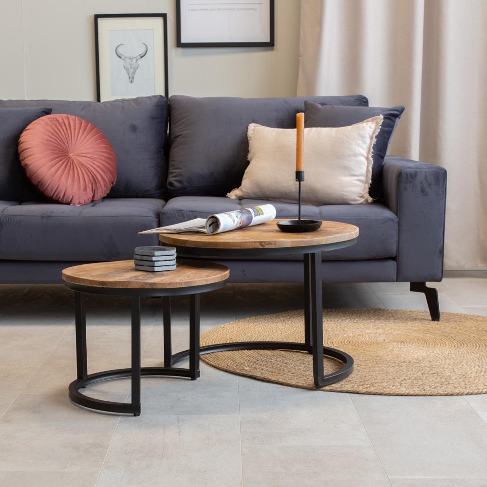 Calla Couchtisch-Set Industrial Mangoholz Bild 1