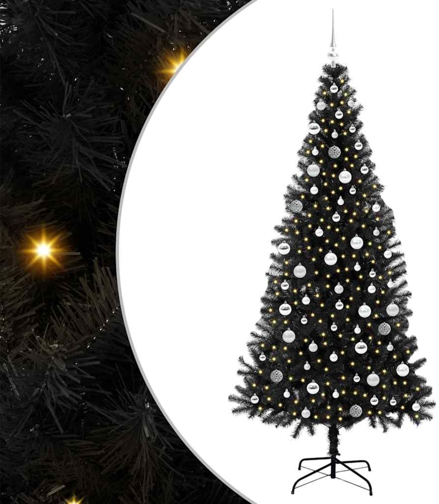vidaXL Weihnachtsbaum mit 300 LEDs mit Ständer Schwarz 210 cm PVC 3396492 Bild 1