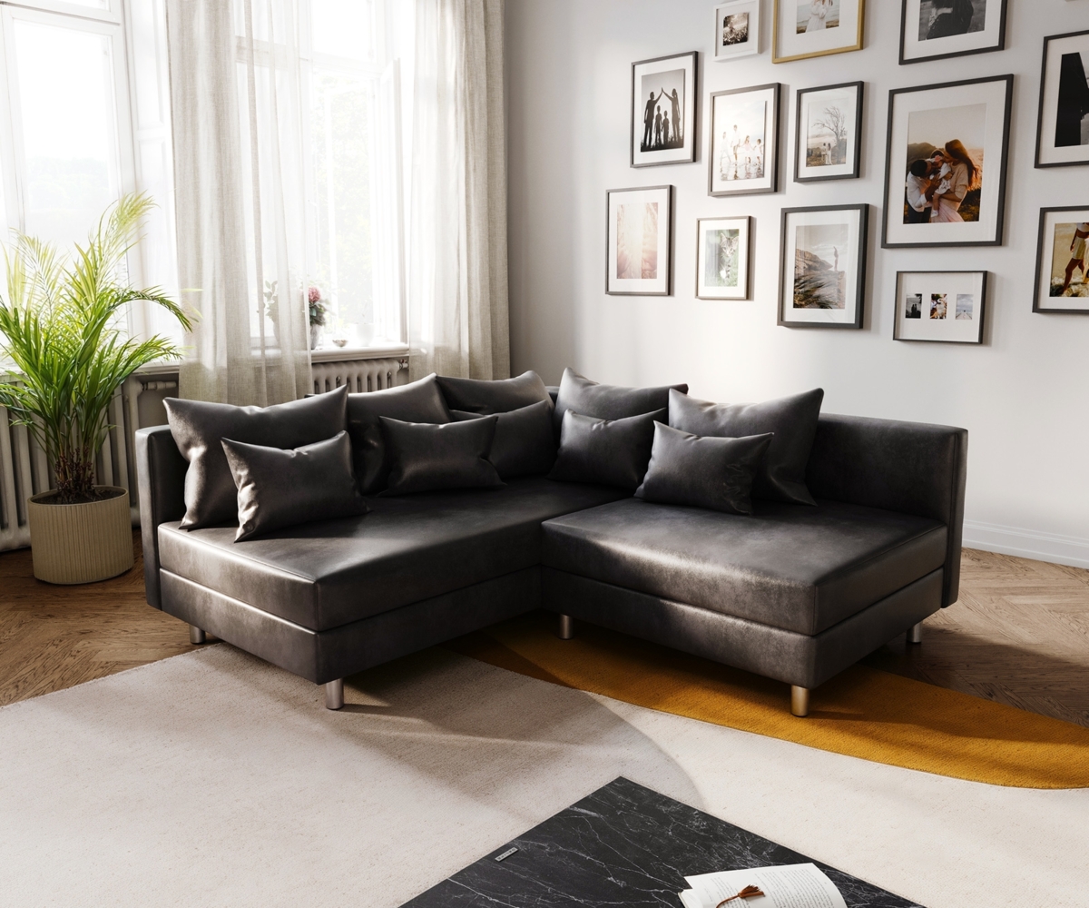Ecksofa Clovis Anthrazit Antik Optik Ottomane Rechts Modulsofa Bild 1