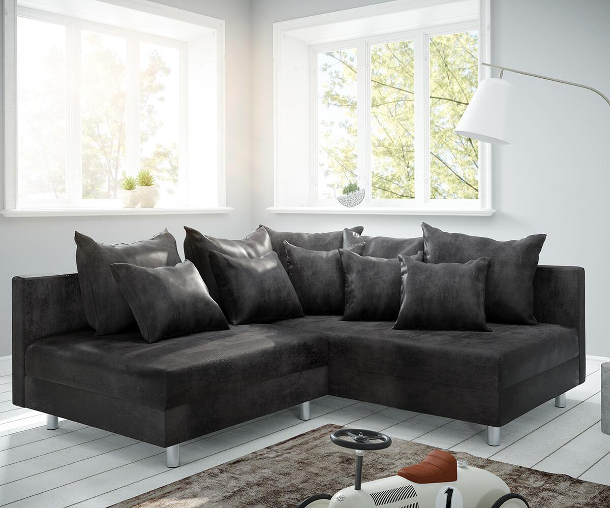 Ecksofa Clovis Anthrazit Antik Optik Ottomane Rechts Modulsofa Bild 1