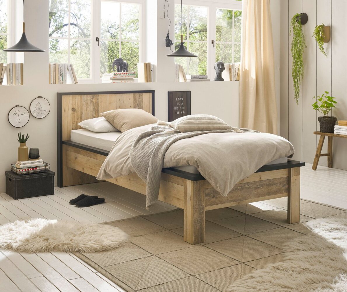 Home affaire Einzelbett SHERWOOD Liegefläche 90/140 oder 180x200 cm, aus FSC®-zertifiziertem Holzwerkstoff, rustikaler Landhausstil Bild 1