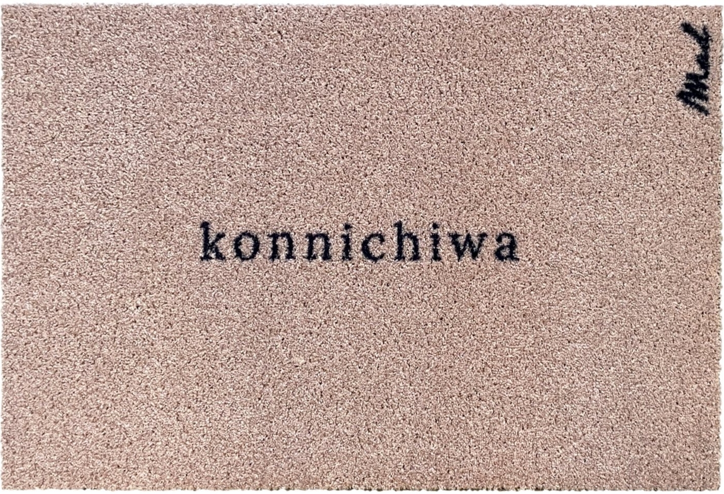 Mad about Mats Fußmatte Aya, Rechteckig, Türvorleger, Schmutzfangteppich, Outdoor & Indoor, mit Spruch "konnichiwa", japanisch, Japan, rutschfest, waschbar, pflegeleicht, Beige, 50 x 75 cm Bild 1