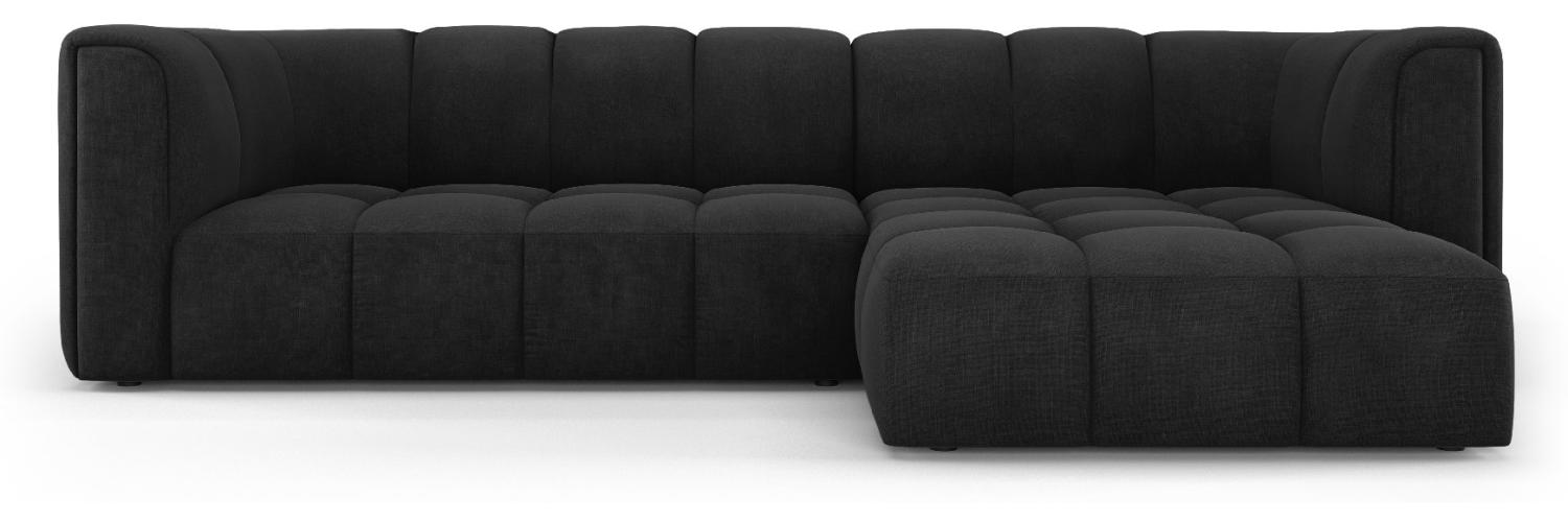 Micadoni Modulares Ecksofa Serena 3-Sitzer Rechts Strukturierter Stoff Schwarz Bild 1