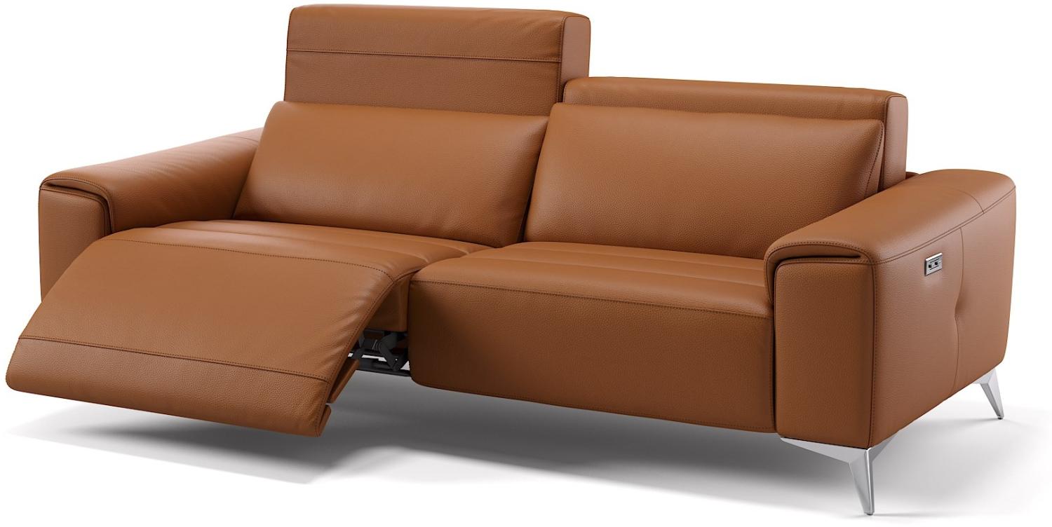 Sofanella Sofa BELLA 3-Sitzer Ledersofa Echtleder in Cognac M: 218 Breite x 100 Tiefe Bild 1