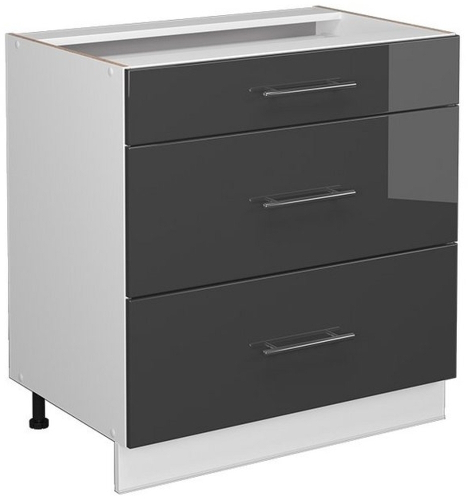 Vicco Midischrank Fame-Line Anthrazit HG/Weiß 80x81.6 cm mit 3 Schubladen ohne AP Bild 1