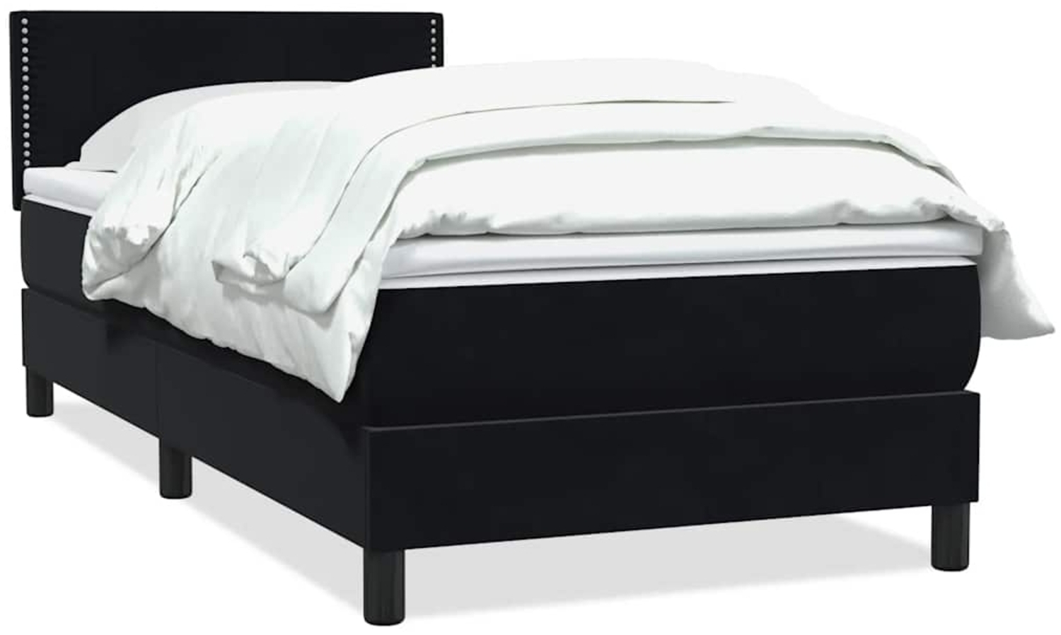 vidaXL Boxspringbett mit Matratze Schwarz 80x220 cm Samt 3316139 Bild 1