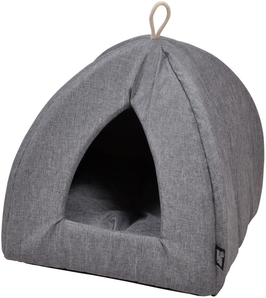 dynamic24 Haustier Katzen Nest Haus Bett Iglu Katzenhöhle Hunde Kissen Hundekorb Hundebett, 35x38x35cm, Grau Bild 1