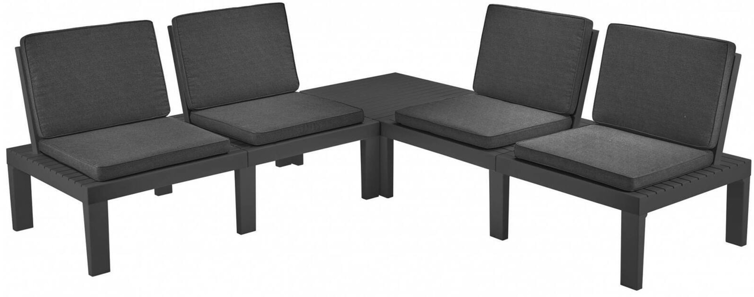 Dmora Outdoor-Lounge-Set Ermes, Gartenkomposition mit 4 Sitzen mit Rückenlehne und 1 Multifunktionsmodul, Lounge mit Kissen, 100 % Made in Italy, Anthrazit Bild 1