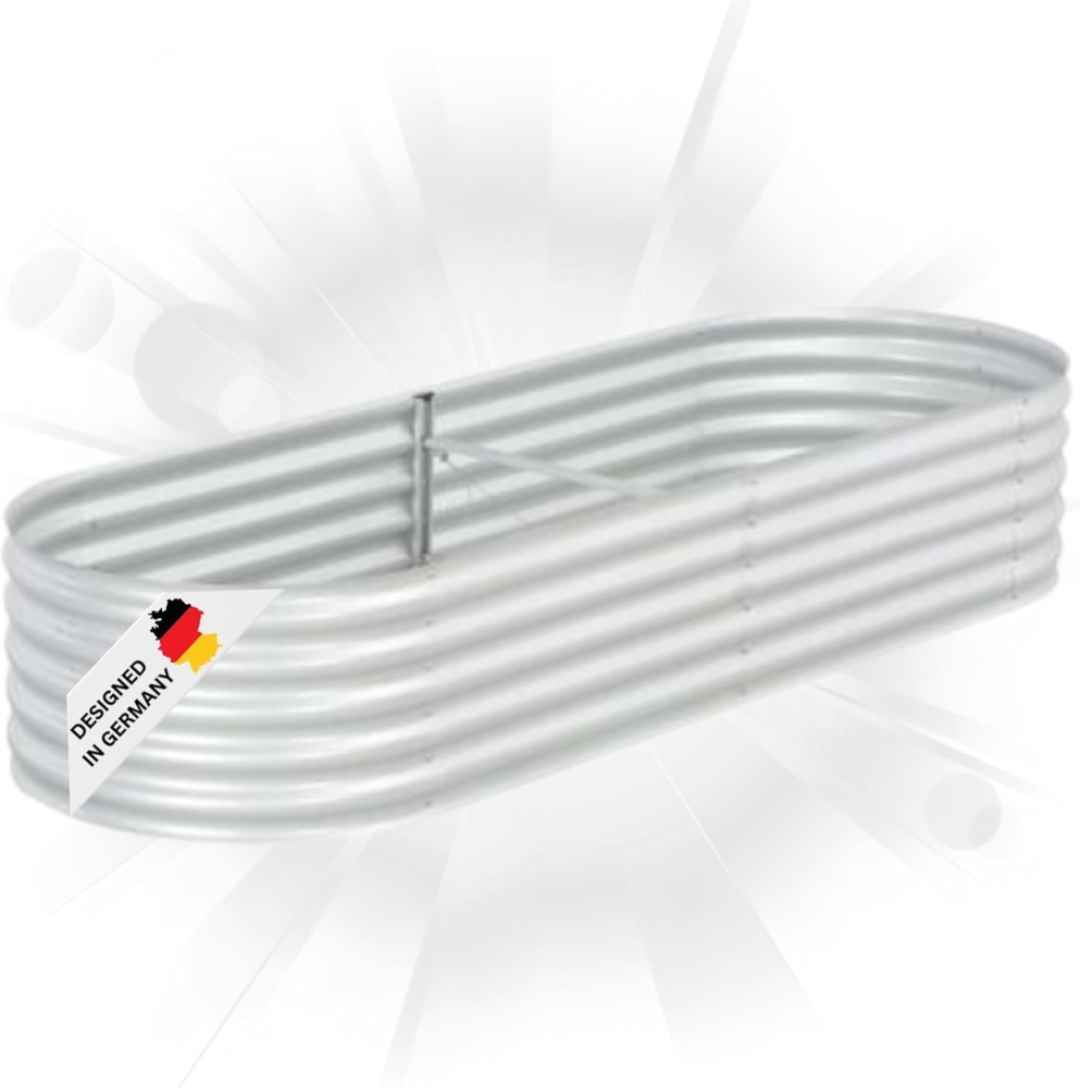 DELUKE® rundes Hochbeet für Garten BLUMO Verzinkter Stahl Hochbeet Metall Gartenbeet rund Kräuterbeet Blumenbeet Frühbeet für Garten Gemüsebeet, 240x80x44cm, Silber Bild 1